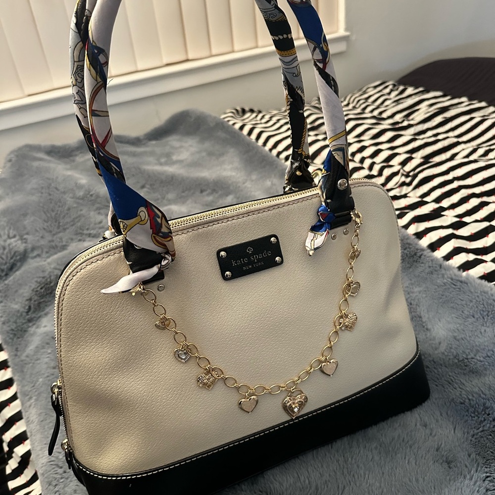 Kate Spade Shoulder Bag Purse Leather Black White